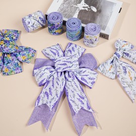 Craflox 4 Rolls Lavender Wired Ribbon - 20 Yards, 2.5'' Wide Satin & Organza Lavender Floral Ribbon for Weddings, Crafts & Floral Arrangements