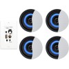 Herdio Bluetooth Ceiling Speakers Wired+4Channel Amplifier Receiver Theater Home