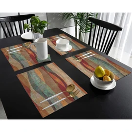 Placemats Set of 6, Southwest Arizona Travertine Sandstone Non Slip Heat Resistant Linen Cloth Place Mats, Turquoise Stripes Washable Holiday Party Dining Table Mat for Farmhouse Home Kitchen Decor