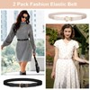 WERFORU 2 Pack Women Elastic Waist Belt Gold Buckle Belt,Black+Beige