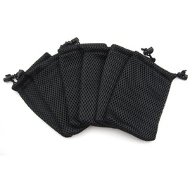 ALL in ONE 6pcs Nylon Mesh Drawstring Bag Pouches for Mini Stuff Cellphone Mp3 9x14cm (3.5x5.5 Inch) (Black)