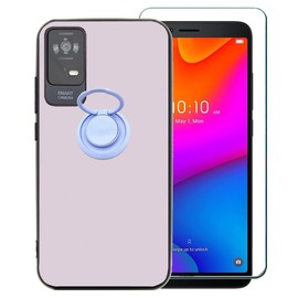 Ranyi for TCL ION V Case with Screen Protector, TCL ION X Case, Pure Solid TPU Case with 360 Rotating Ring Holder Kickstand Flexible Silicone Case Cover for TCL ION V/TCL ION X T607DL 2023 -Purple
