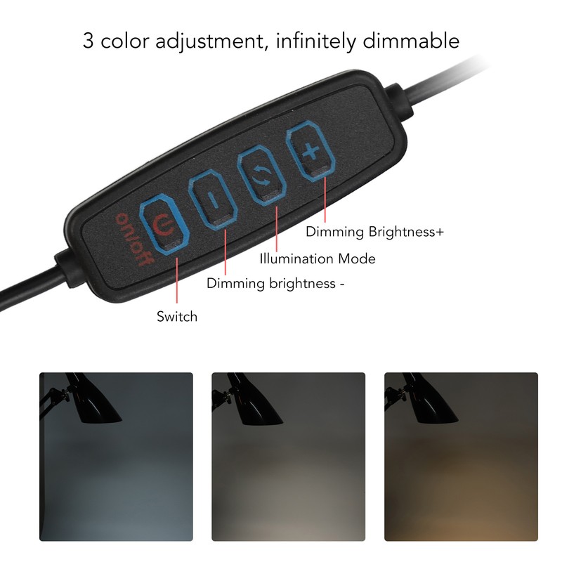 Swing Arm Desk Light with Clamp USB 3 Lighting 10