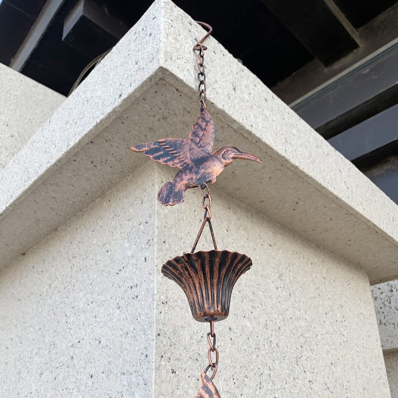 Aifeorzo 8.5FT Rain Chain, Hummingbird Rain Chains for Gutters, Functional