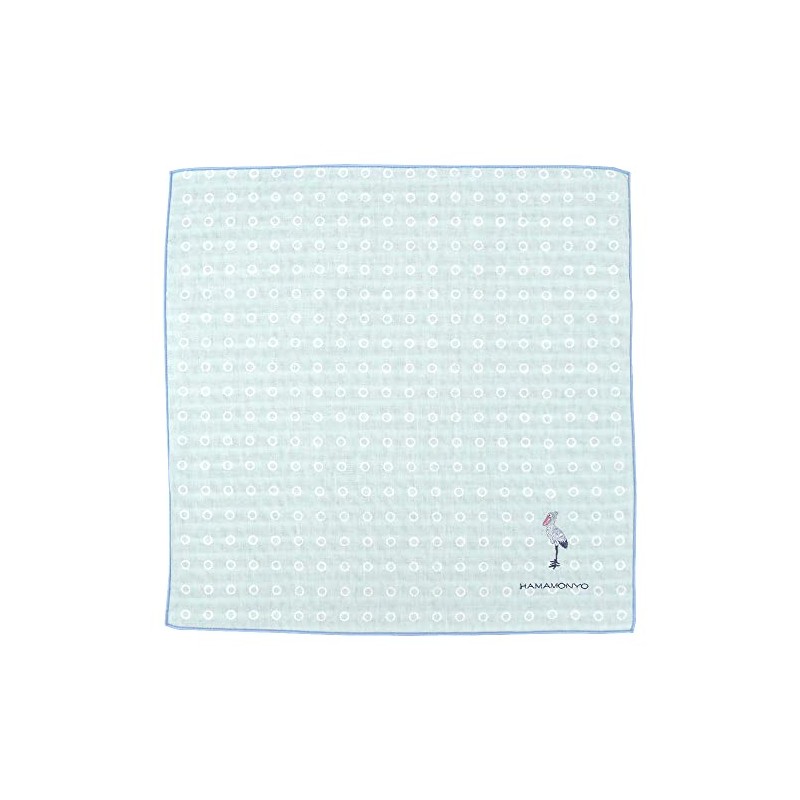 Hamamonyo Reversible Gauze Handkerchief WA and Shovel, blue