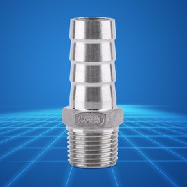 SS304 Male Thread Pipe Fitting Barb Hose Tail Connector Stainless Steel Hose Tail Adaptor Fitting Coupler and Connector for Air Fuel Water BSP(1/2 * 19mm)