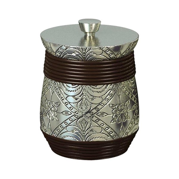 nu steel JP1H Jodhpur Collection Q-tip Holder, Bathroom Vanity Resin Storage Organiser, Canister, Jar for Cotton Swabs, Rounds, Balls, ORB Finish, Small, Silver Resin & ORB