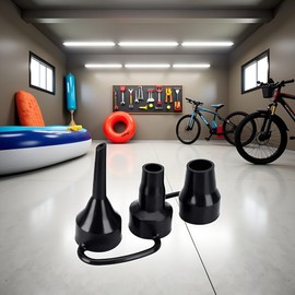Black Inflatable Pump Adapter Plastic Nozzle Pump Nozzle Head Air Inflator Adaptor Replacement Nozzles 3 Sizes for Home Nozzles