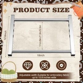 Cross Stitch Stand Frame Scroll – Aluminum Adjustable 4-Width (5.5/7.3/9/11") Embroidery Hoop Stand, Lightweight Metal Needlepoint Frame for Cross Stitch Sewing Tapestry, 18 x 12.6 Inch