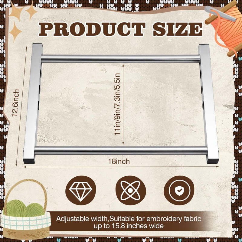 Cross Stitch Stand Frame Scroll – Aluminum Adjustable 4-Width (5.5/7.3/9/11")