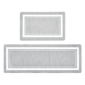 OnesCosy Anti Fatigue Kitchen Mat Set of 2, Kitchen Floor Mat, Cushioned Kitchen Rug, Non Slip Comfort Kitchen Standing Mat for Kitchen Floor, Grey Border, 17.3"x27.6"+17.3"x47.2"