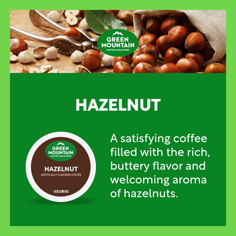 Green Mountain Coffee Roasters Hazelnut Coffee, Keurig Single-Serve K-Cup pods,