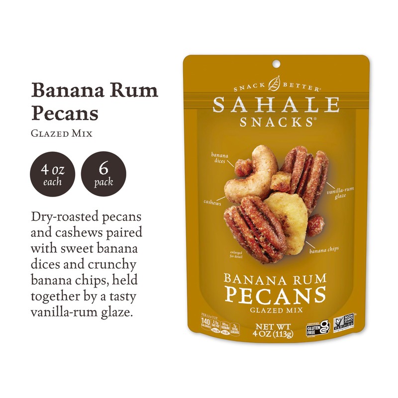Sahale Snacks Glazed Mix, Banana Rum Pecans, 24 Ounce