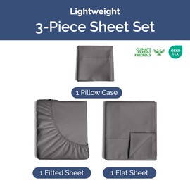 3 Piece Bed Sheet Set Twin XL Size - Comfy, Breathable & Cooling - Soft, Cozy Bedding Set w/ 8-16 Inch Deep Pockets - 1 Flat & 1 Fitted Sheet & 1 Pillowcase - Wrinkle Free and Fade Resistant - White