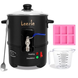 Leerie S4 Soap Melter, 8Lbs Soap Base Melting Pot with One-Touch Start & Heating Core Spout Func, Soap Making Kits with Pouring Pot, Silicon Mold, Spoon for DIY Soap Business Melt & Pour Soap