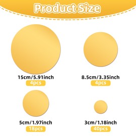 66Pcs Gold Circle Mirror Stickers - Polka Dot Funny Aesthetic Self-Adhesive Wall Decals for Living Room, Bedroom, Kitchen & Hallway, Removable Teen Girls Home Decor