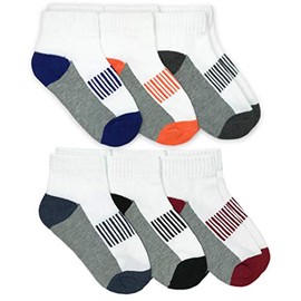 Jefferies Socks Little Boys' Sporty Quarter Sock with Non-Skid 6 Pair Pack, Multi, Toddler