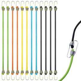 Small Bungee Cords with Hooks, 12 Pcs Colorful Heavy Duty Mini Adjustable Rubber Bungee Cords with Double Reverse Hook Short Elastic Bungee Cord For Luggage Tents Camping