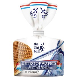 The Old Mill 8 Stroopwafels Original Dutch Caramel Filled Waffels – 250g FROM HOLLAND