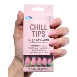 Chillhouse Kit de uñas postizas Chill Tips - Servicio a la habitación (ovaladas) - 30 formas y tamaños de uñas - Hasta 2 semanas de duración - Ajuste 