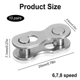 10 Pairs Bicycle Missing Link for 6/7/8 Speed Chains Reusable Bicycle Chain Link Connector Bike Chain Master Links Bike Components Parts