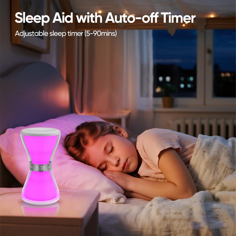 RGB Night Light Alarm Clock, Digital Alarm Clock with Hourglass