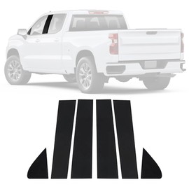 FZJDSD Black Pillar Posts Window Trim Stickers 6Pcs Gloss Black Compatible with Chevy Silverado GMC Sierra 1500 2019-2022,Door Window Pillar Posts Molding Cover Trim Stickers Anti Scratch