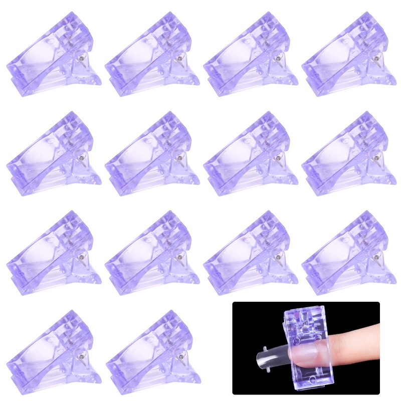Biutee Nail Tips Clips, Set of 14, Purple Color, 100