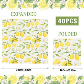 Pack of 40 Lemon Decorative Napkins - 33 x 33 cm Perfect Lemon Motif Napkins for Birthdays, Parties, Weddings, Communion Celebrations - Suitable for All Celebrations