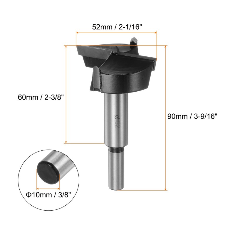 HARFINGTON Forstner Drill Bit 52mm (2-1/16") Tungsten Carbide Wood Forstner
