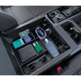 TOPINSTALL 2026 Full Size Console Organizer Compatible with 2022-2026 Toyota Tundra/Sequoia 2023-2026, Plastic Armrest Storage Box Tray with Non-Slip Inserts (Not for the Console with Safe)