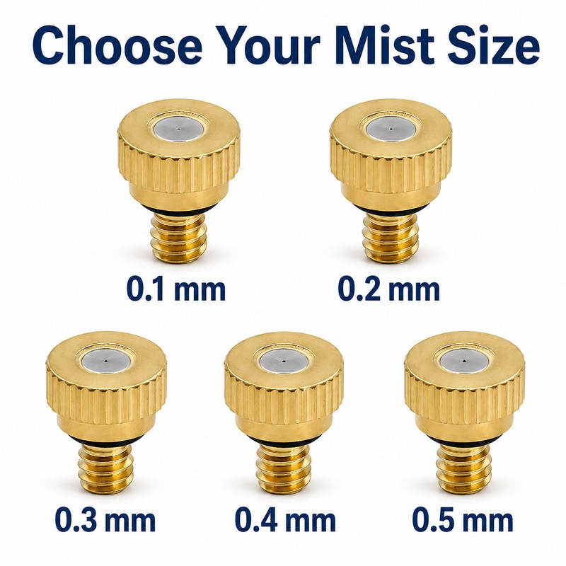 Atomizing Misting Nozzles for Garden Misting - Durable Brass Fine