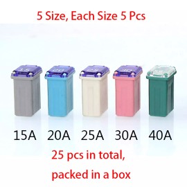 Unbranded 25Pcs Car Micro Cartridge Fuses Low-Profile FMM Fuses MCASE Type(15~40A SBF-M )