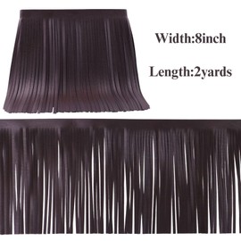 Moldura de flecos de piel sintética café oscuro de 8 pulgadas para costura, manualidades, ropa, decoración de bolsas (2 yardas)