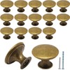SWZHAI Brass Cabinet Knobs 16 Pcs, Round Drawer Knob Kitchen