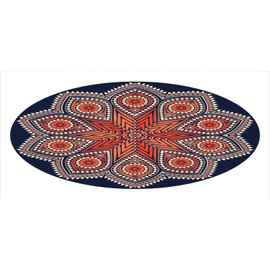 Ambesonne Mandala Pencil Pen Holder, Ornamental Eastern Round Lace Motif Boho Mosaic, Ceramic Pencil Holder for Desk Office Accessory, 3.6" X 3.2", Dark Night Blue Rust