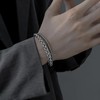 Layered Silver Bracelet for Men Boys,316L Stainless Steel Cuban Link