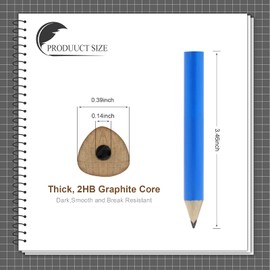 AUTEMOJO 3.5 Inch Short Triangular Fat Pencils for Preschoolers Toddlers Kindergarten, Mini Wood Triangular Pencils for Kids Writing and Drawing(Pack of 7, Blue)