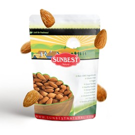 Sunbest Natural - Whole Raw Almonds, Unroasted & Unsalted Nuts for Cooking & Baking Nuts & Seeds On-the-Go, Non-GMO & Kosher Almond Nuts Bulk in Resealable Bag, 3 Lbs