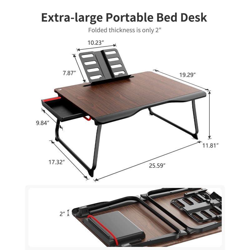 Laptop Desk for Bed, SAIJI XX-Large Foldable Bed Tray Table