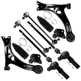 SCITOO 10-PC SET Suspension Kit For 2009-2013 For Toyota Corolla Front Lower Control Arm Lower Ball Joint Inner Outer Tie Rod End w/Boot Sway Bar End Link