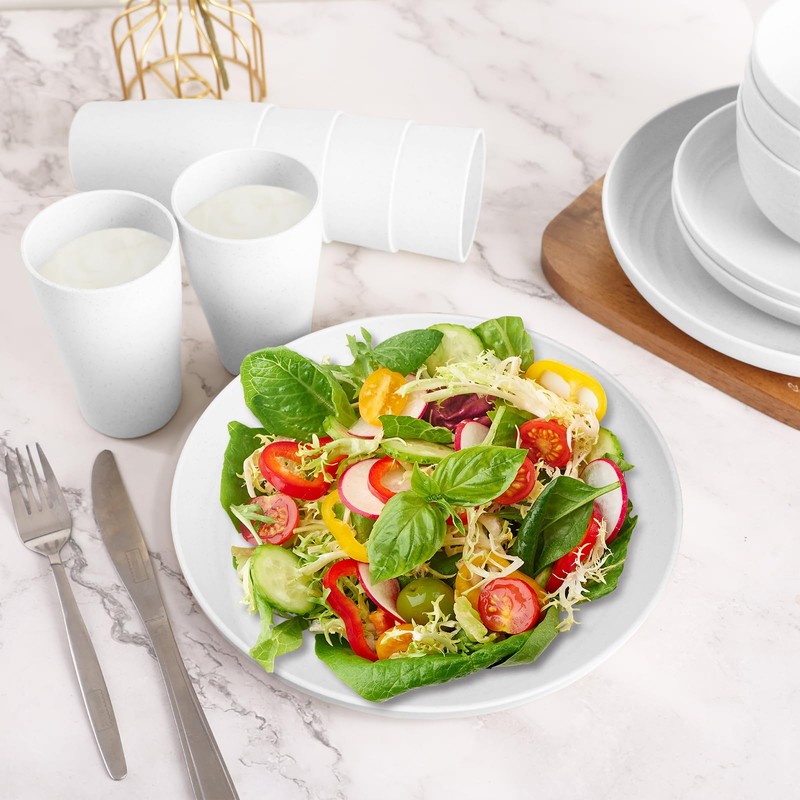 White Plate Set Dishes Set for 8 includes Dinner Plates,Pasta