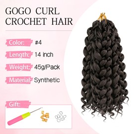 8 Packs Curly Crochet Hair,Boho GoGo Curl Crochet Hair for Women 14 Inch 4#