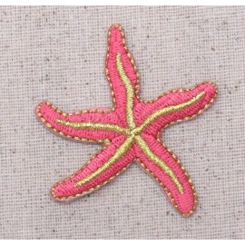 Starfish - Coral Pink/Gold - Sea Star - Iron on Applique/Embroidered Patch