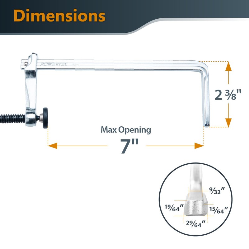 POWERTEC 4PK Quick Screw Guide Rail Clamp for MFT Table