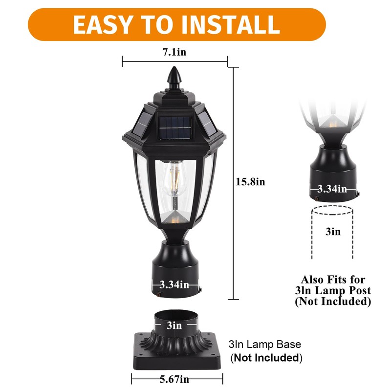 TEBLAMPUE Solar Post Lights 2 Pack, Motion Sensor Post Lantern