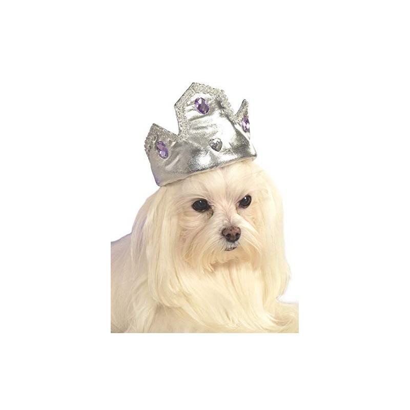 Rubies Silver Tiara with Purple Stones Pet Costume Accessory, Medium/Large