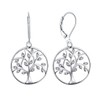 YL Tree of Life Earrings 925 Sterling Silver Simulated Emerald/3A