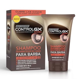 Just For Men Control Gx Shampoo Desvanecedor Progresivo de Canas para Barba y Bigote Cubre Gradualmente y Mejora el Color de Tu Barba y Bigote, 118ml