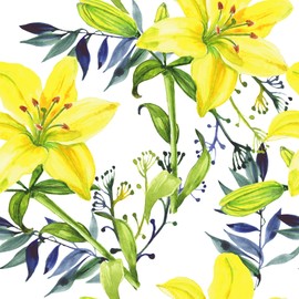 Yullpaper Yellow Floral Peel and Stick Wallpaper 17.5”x394” Lily Flower Wallpaper Peel and Stick for Bedroom Yellow Contact Paper Floral Contact Paper Bedroom Wallpaper Removable Wall Paper Adhesive